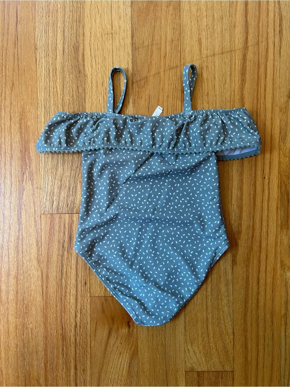 Rylee + Cru Olive Green One-Piece Swimsuit with White Speckle